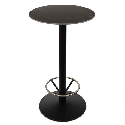 24" round sintered stone bar height bistro table with footrest
