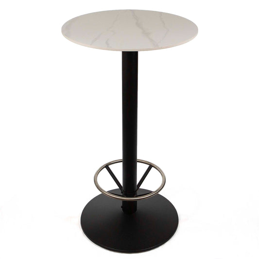 24" round sintered stone bar height bistro table, with footrest