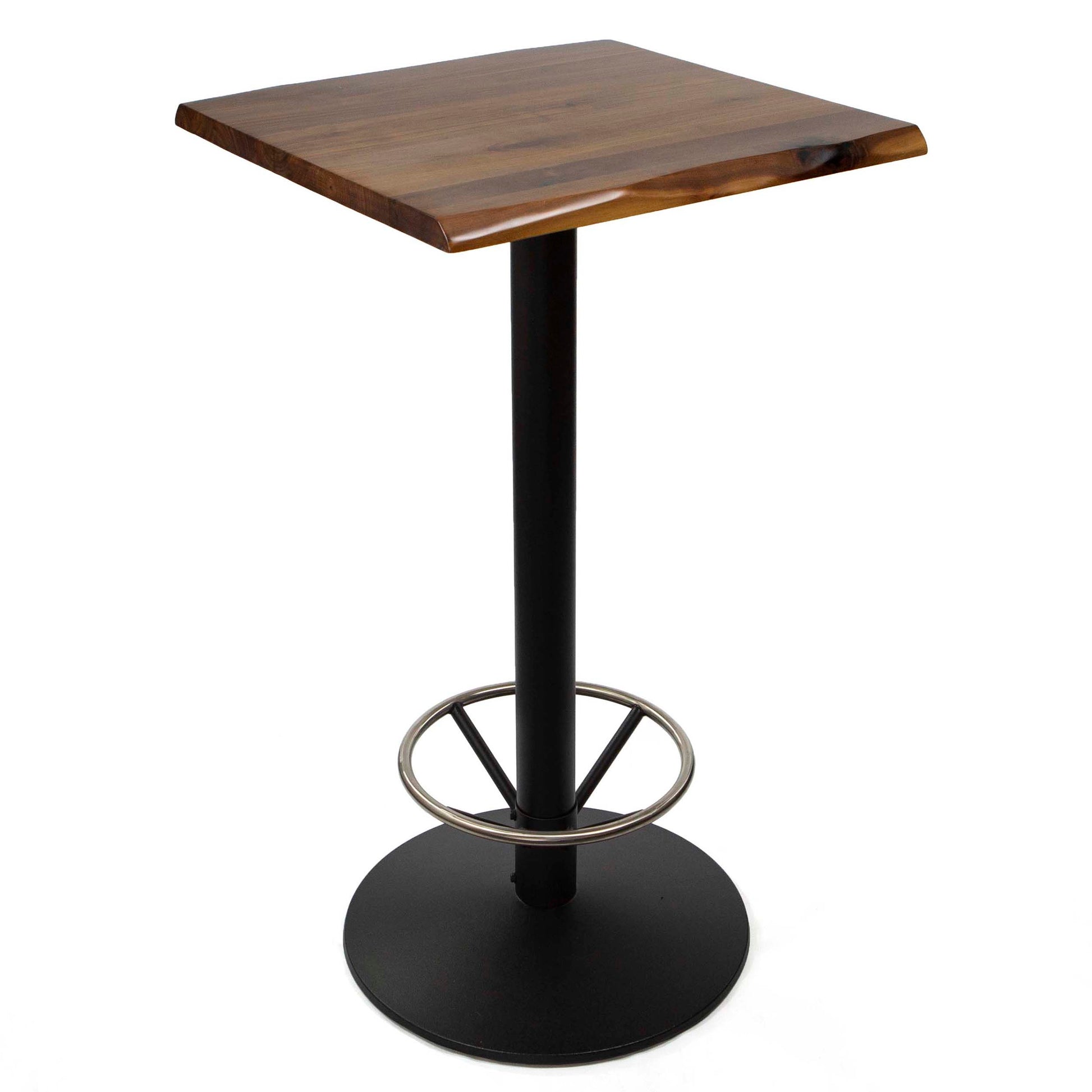 24" x 24" solid black walnut bar height high top table