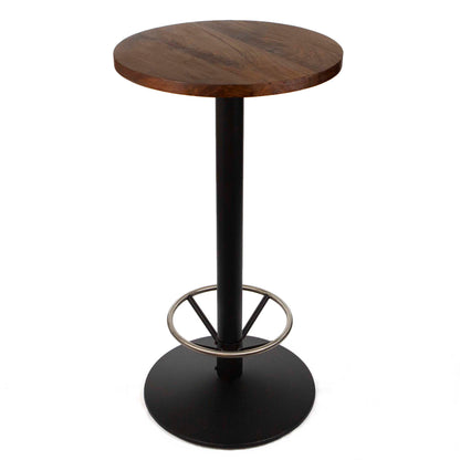 24" round solid black walnut bar height bistro table, with footrest