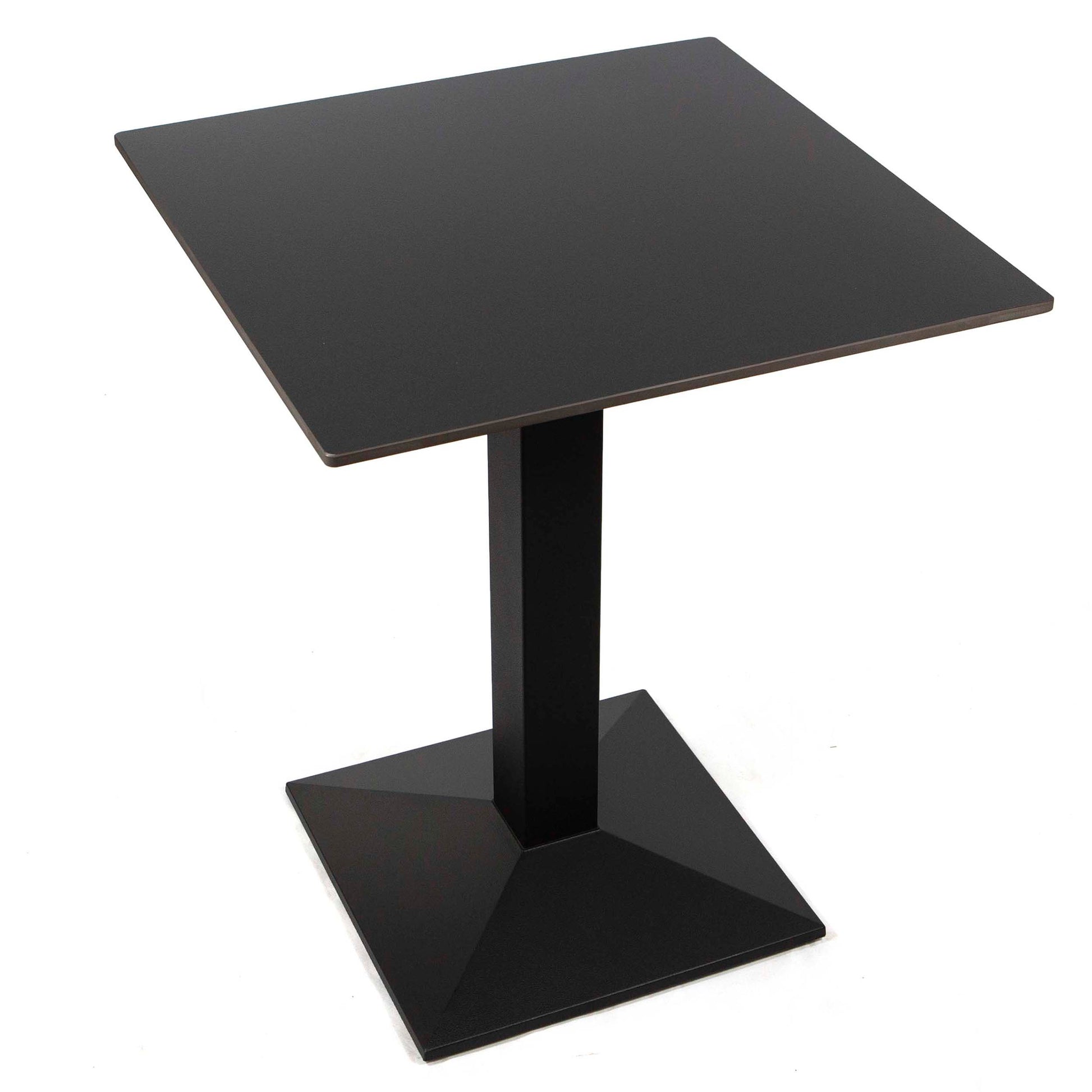 24" x 24" pure black square sintered stone restaurant cafe table