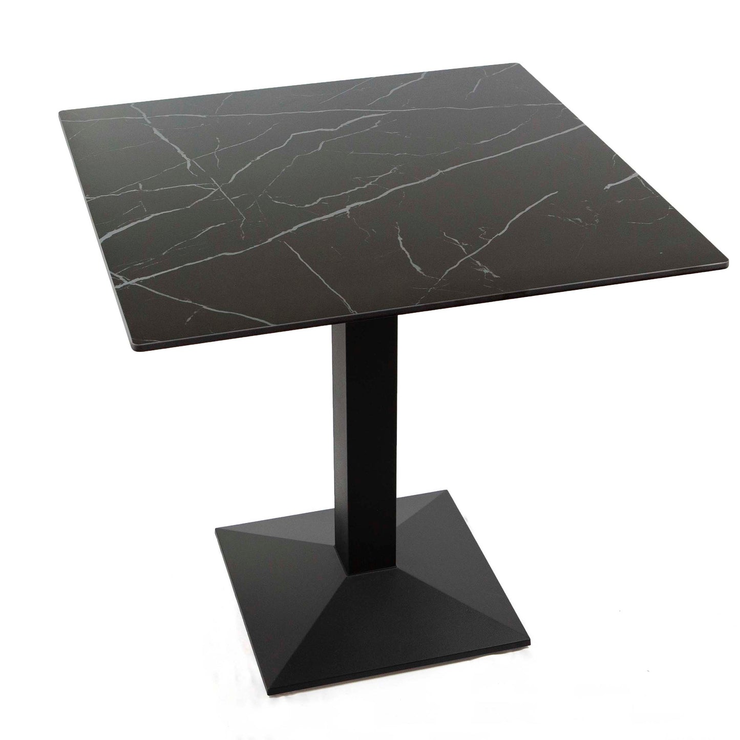 30" x 30" black sintered stone cafe table