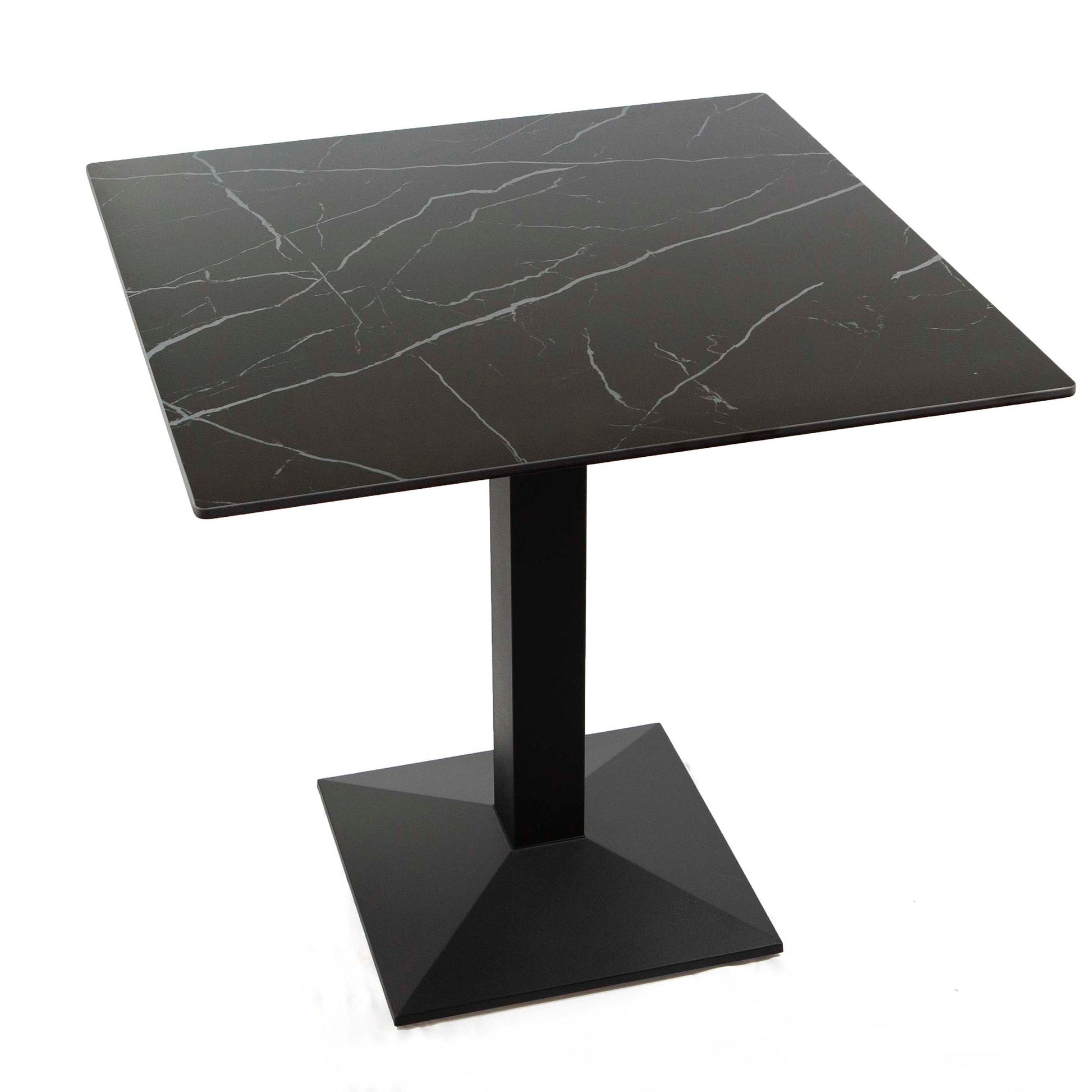 30" x 30" black sintered stone cafe table