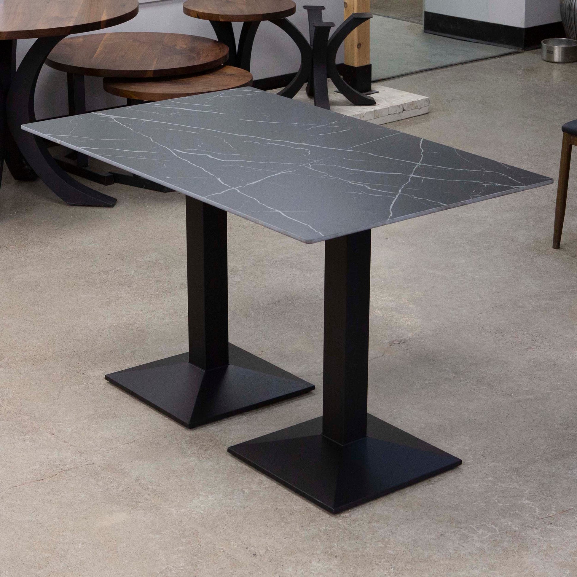black marble restaurant tables