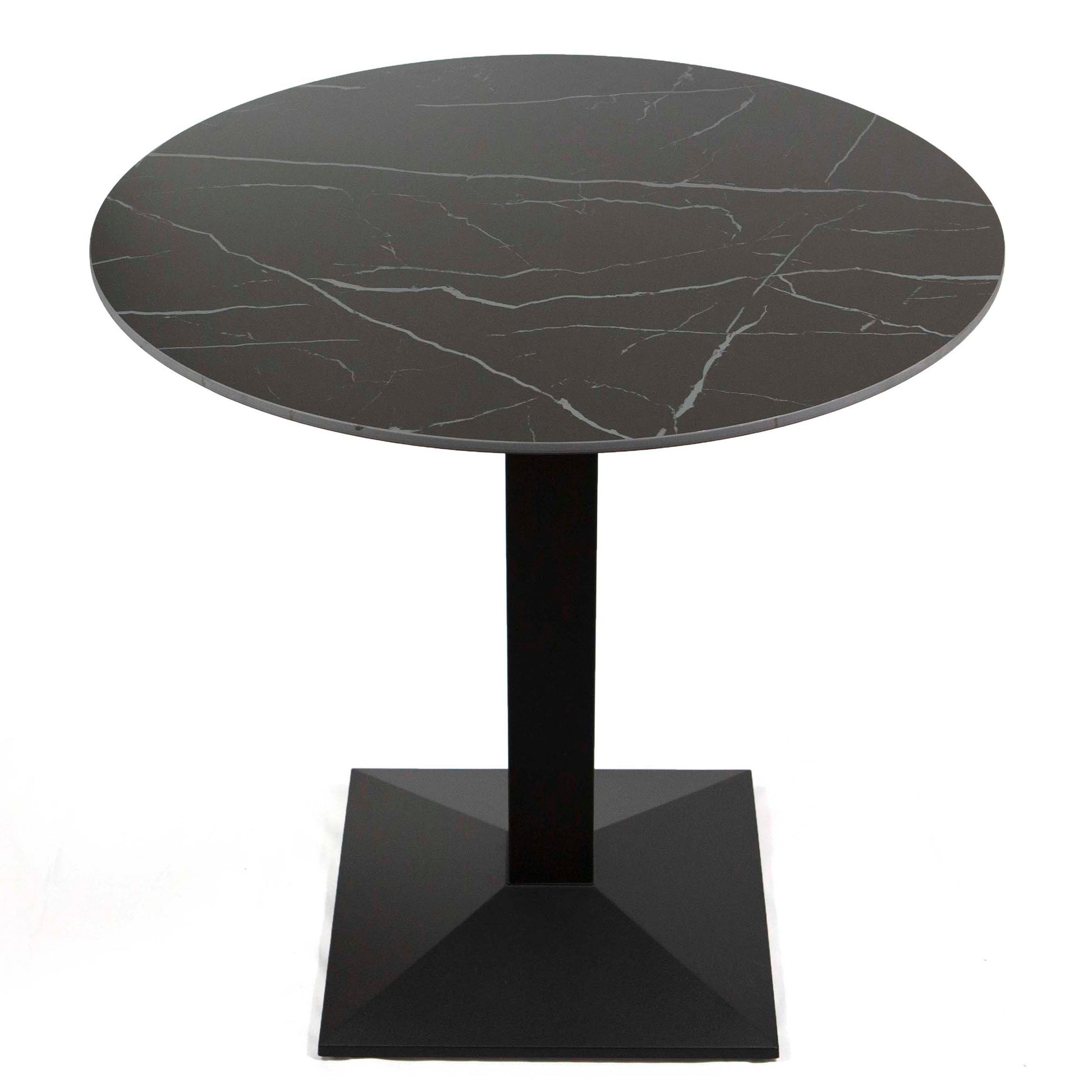 30" round black sintered stone cafe table