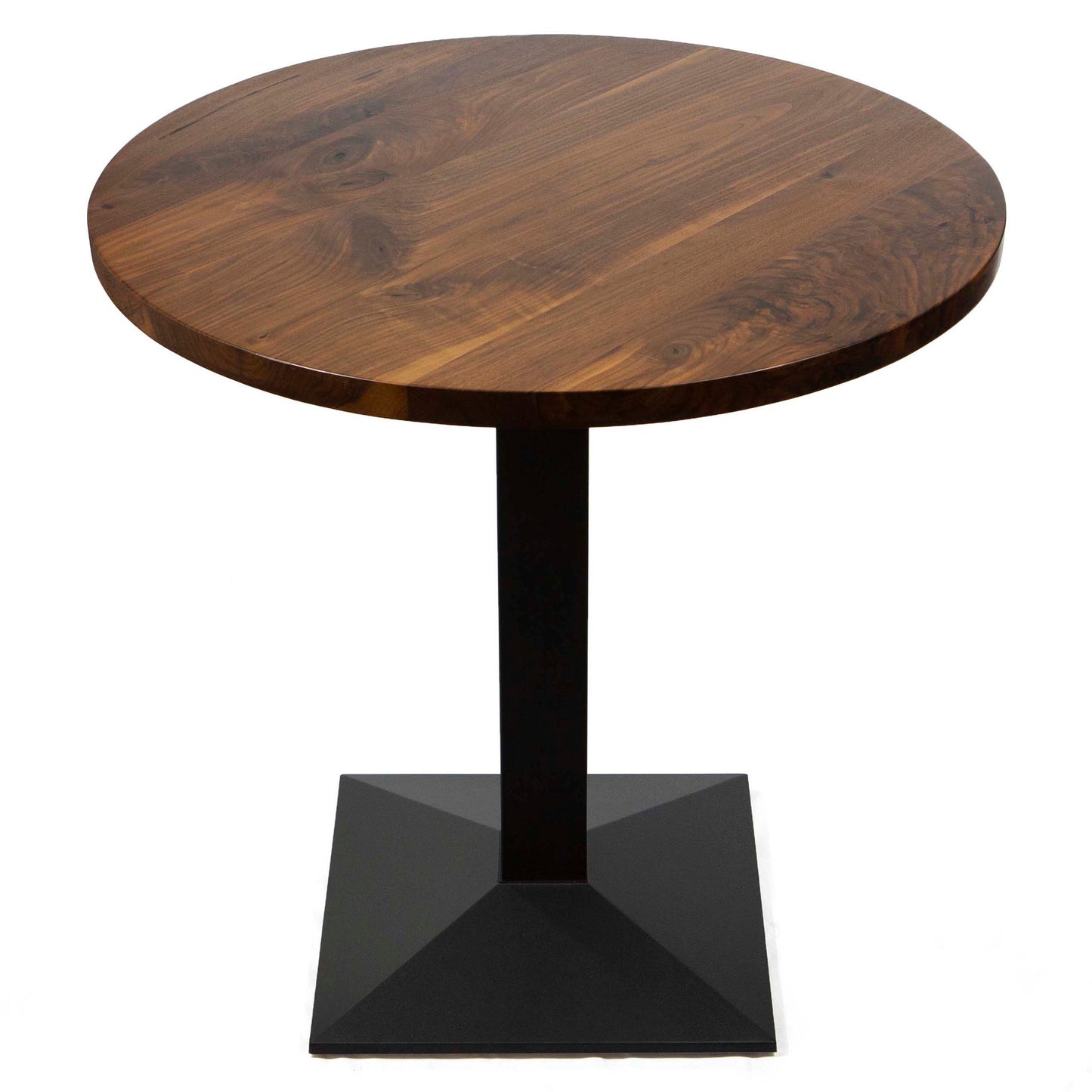 30" round solid black walnut bistro cafe table