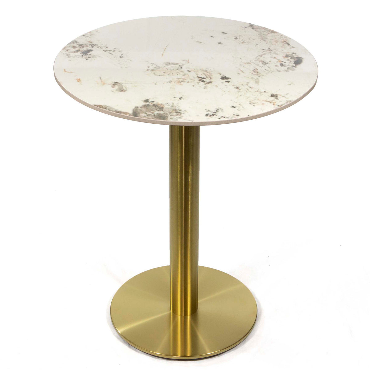 white round sintered stone cafe table