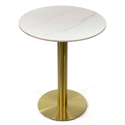 24" Round Sintered Stone Restaurant Cafe Table, White Color #J26SD24W