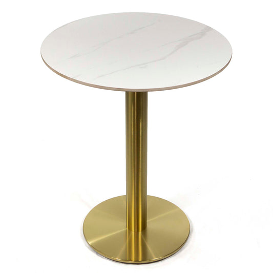 24" Round Sintered Stone Restaurant Cafe Table, White Color #J26SD24W
