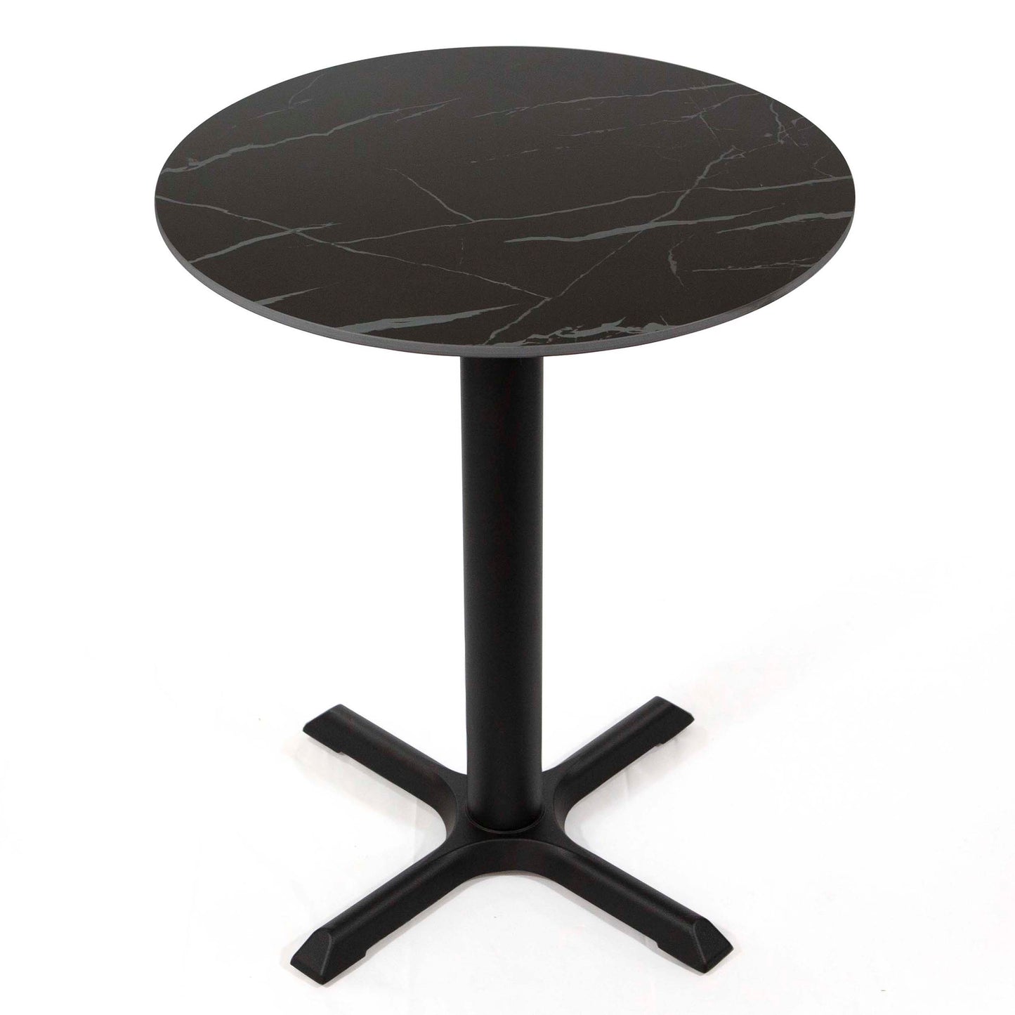 24" black round marble cafe table
