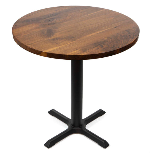 30" round solid black walnut restaurant cafe table