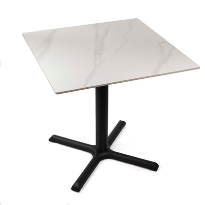 30" x 30" white sintered stone restaurant cafe table