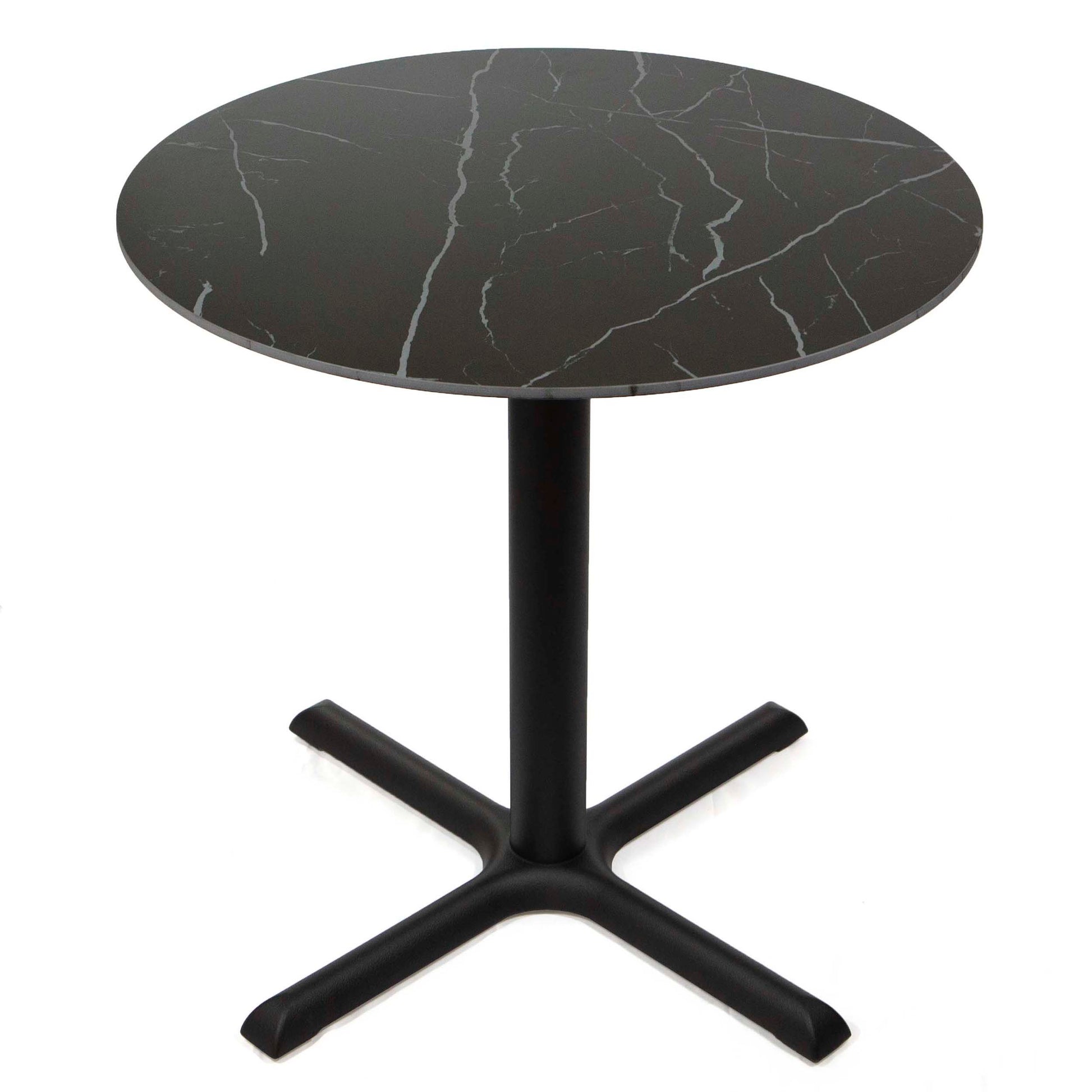 30" round black sintered stone restaurant bistro cafe table