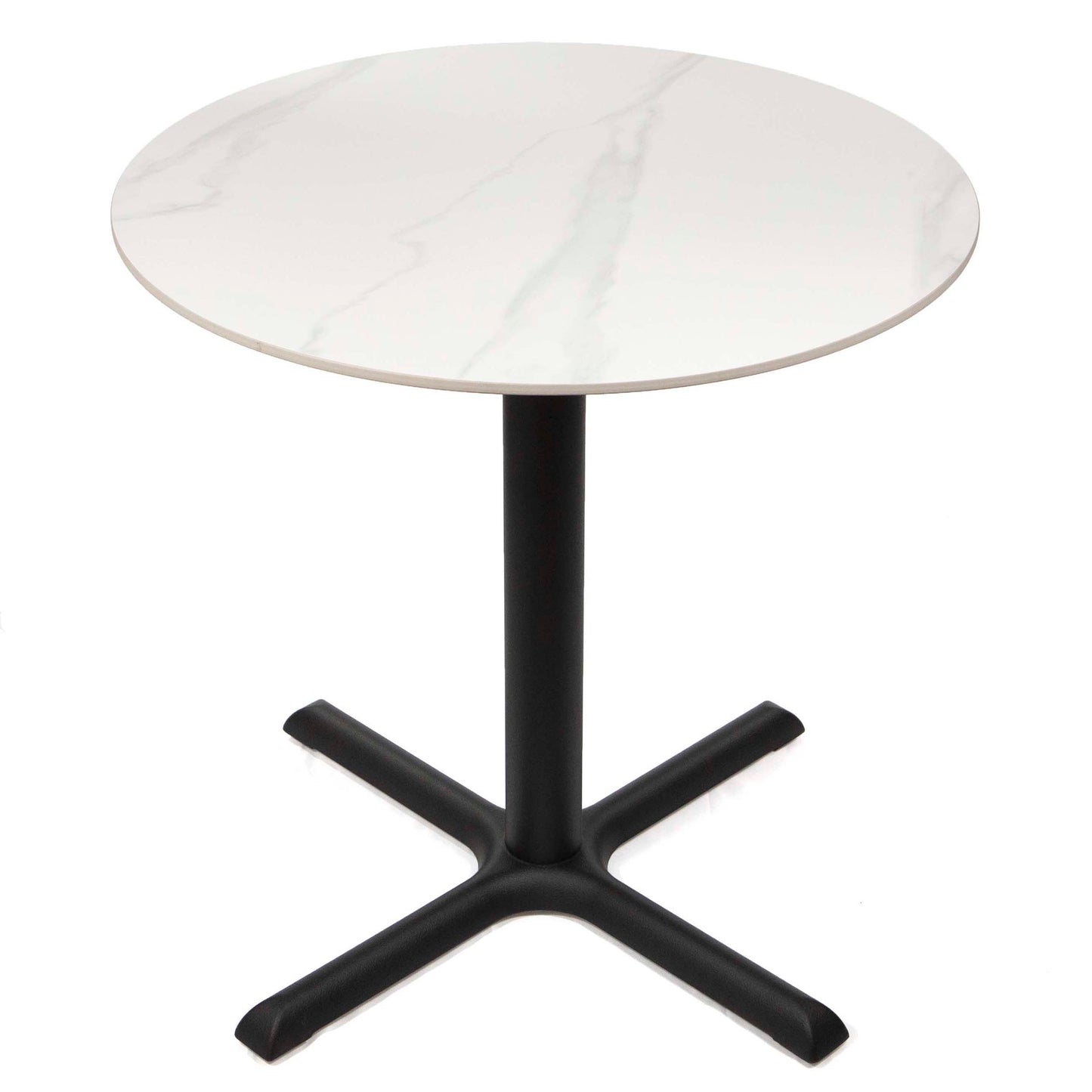 30" round white sintered stone restaurant bistro cafe table