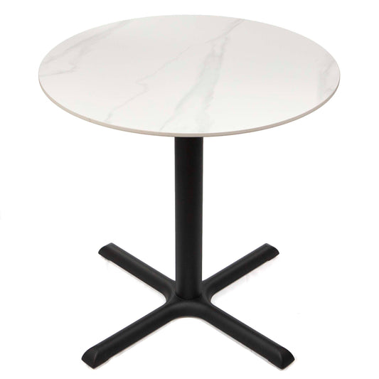 30" round white sintered stone restaurant bistro cafe table