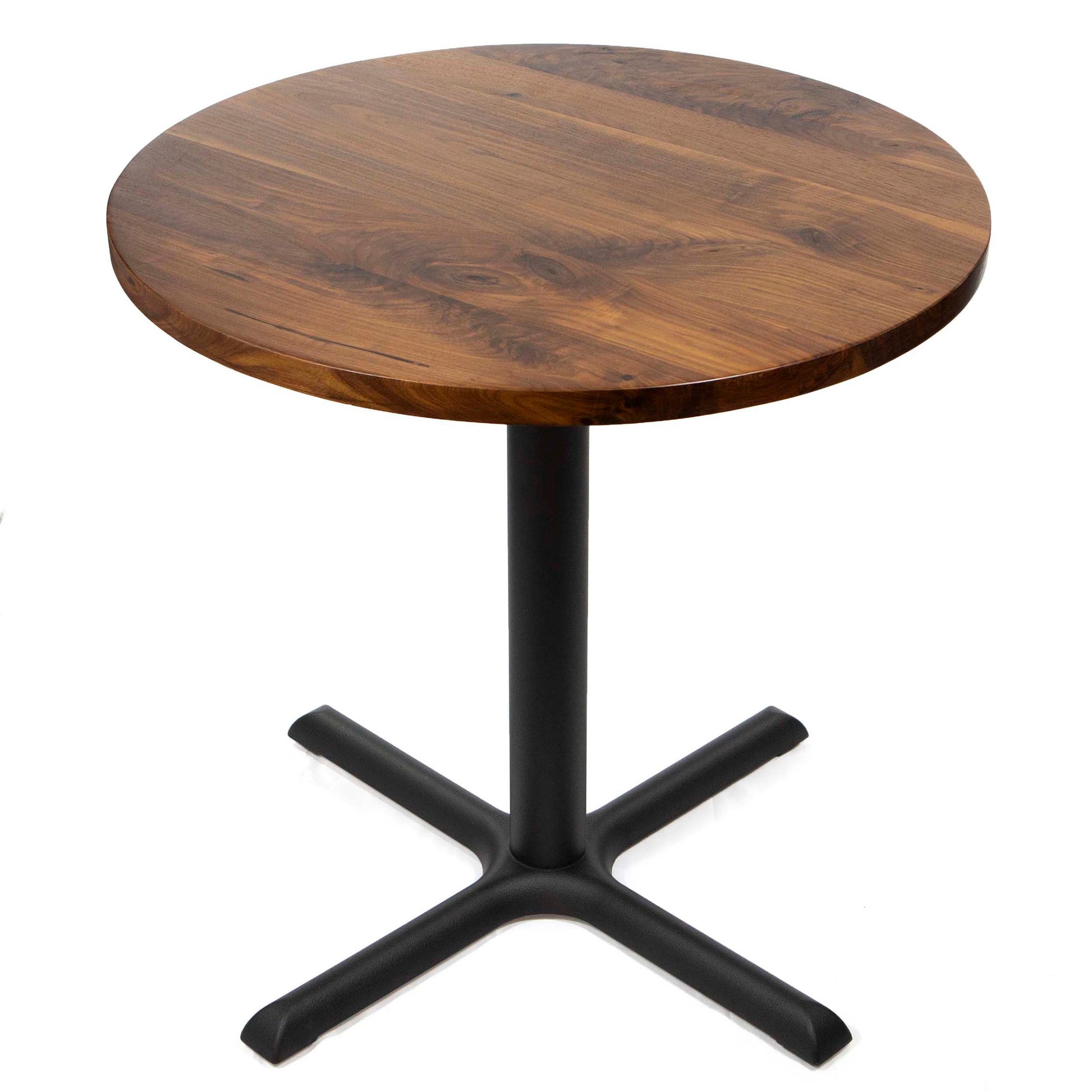 30" round solid black walnut restaurant bistro cafe table