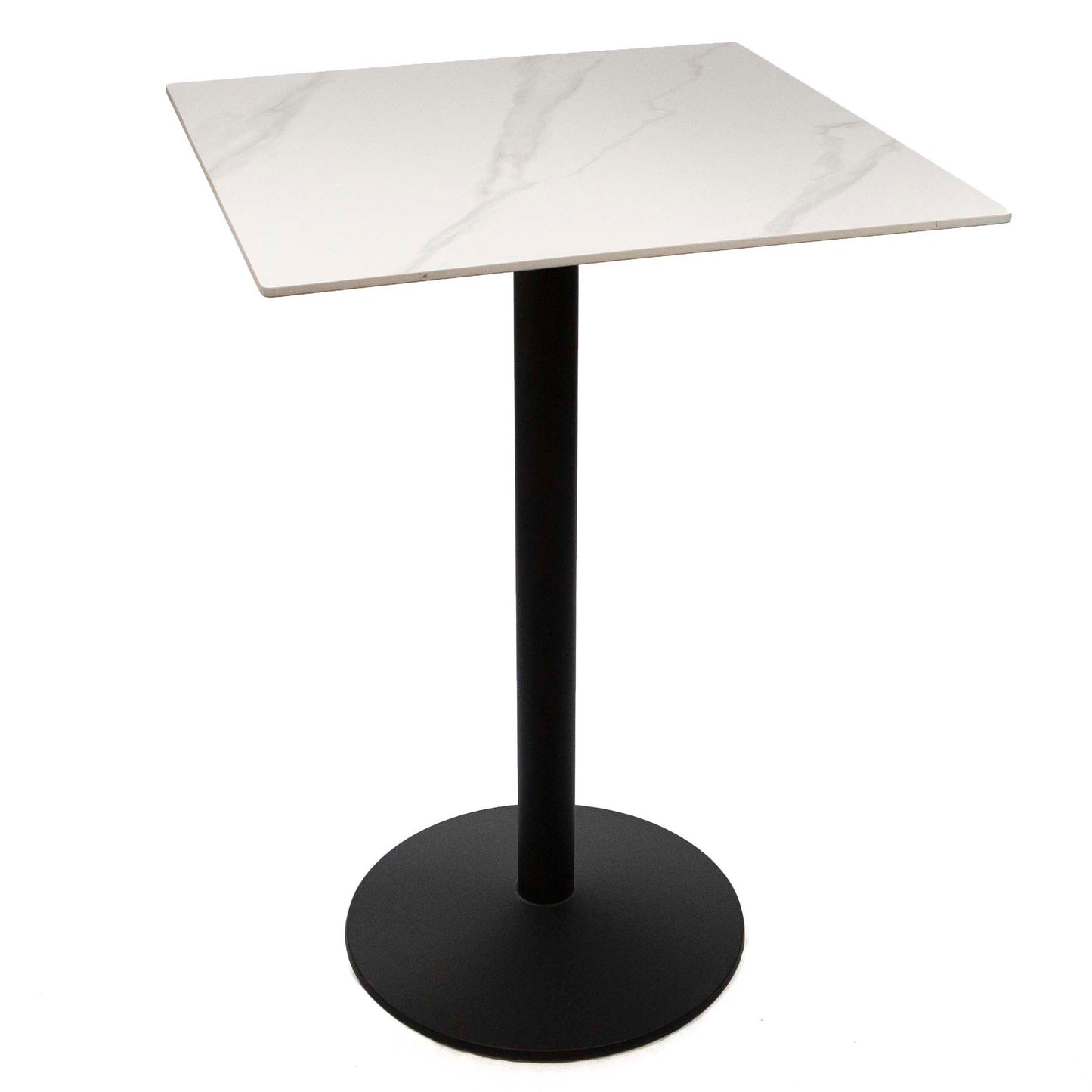 30" x 30" white sintered stone bar height bistro table