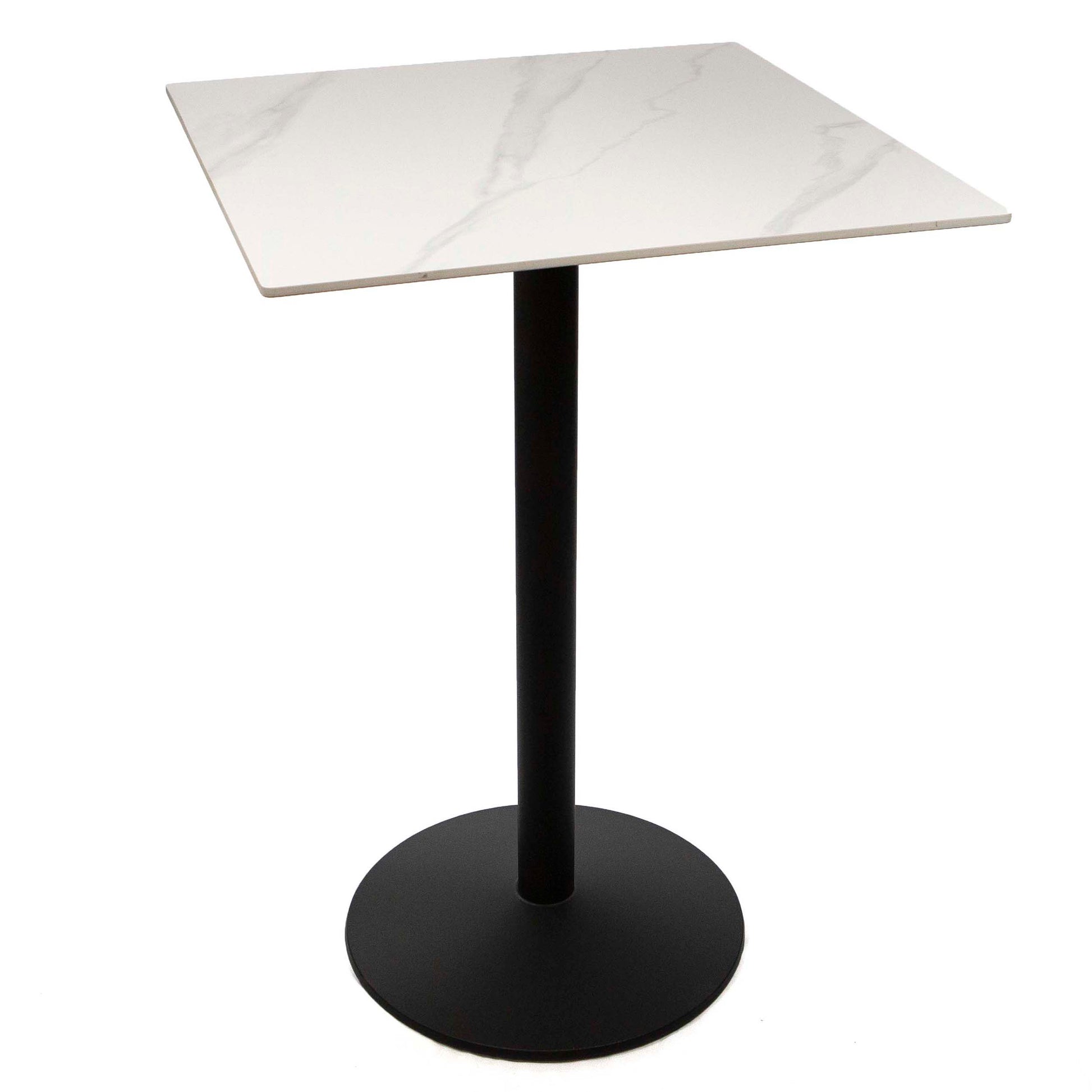 30" x 30" white sintered stone bar height bistro table