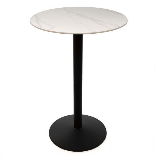 30" round white sintered stone high top bar table
