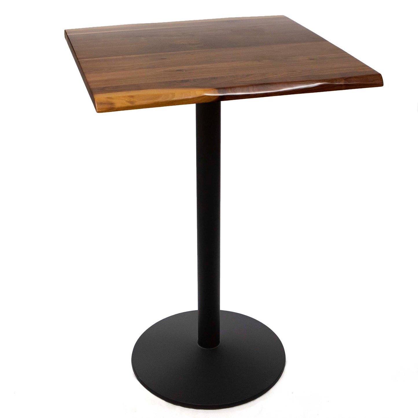 30" x 30" solid black walnut bar height bistro table
