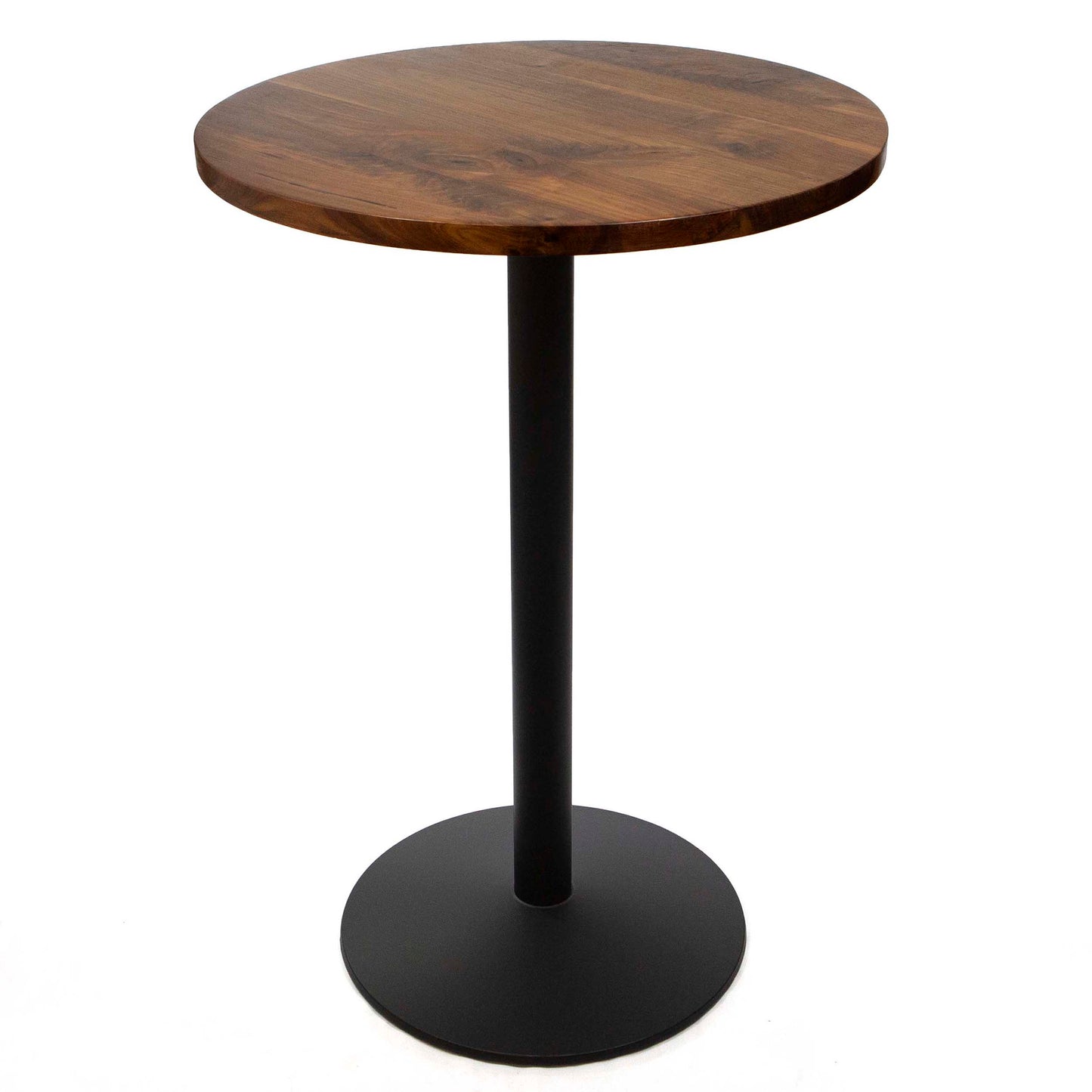 30" round solid black walnut high top bar table