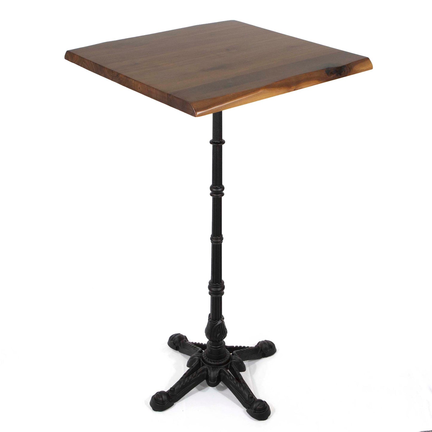 24 x 24" solid black walnut bar height table