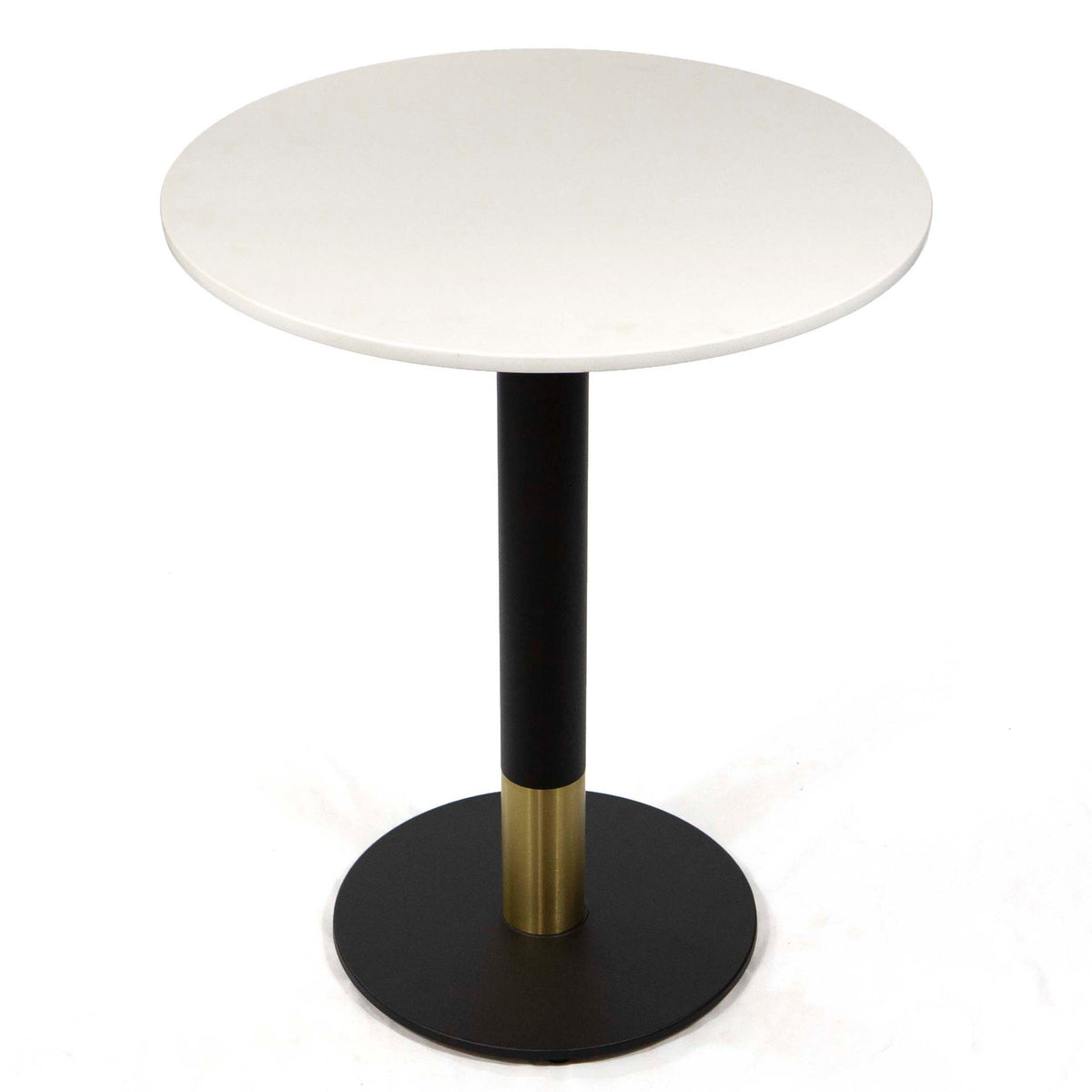white quartz round cafe table