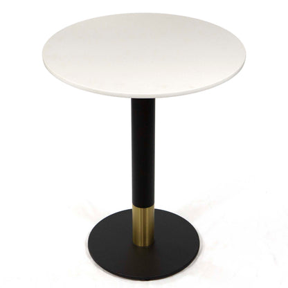 white quartz round cafe table