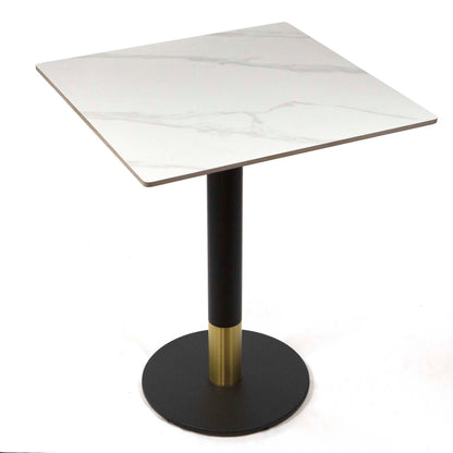 white sintered stone restaurant cafe table