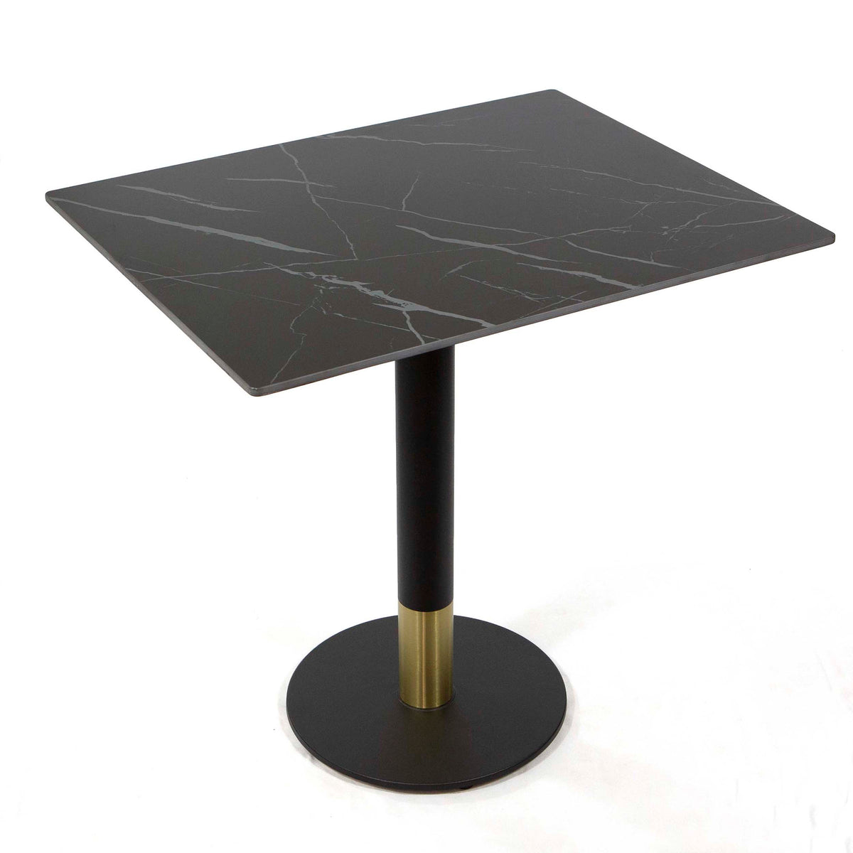 black sintered stone restaurant tables