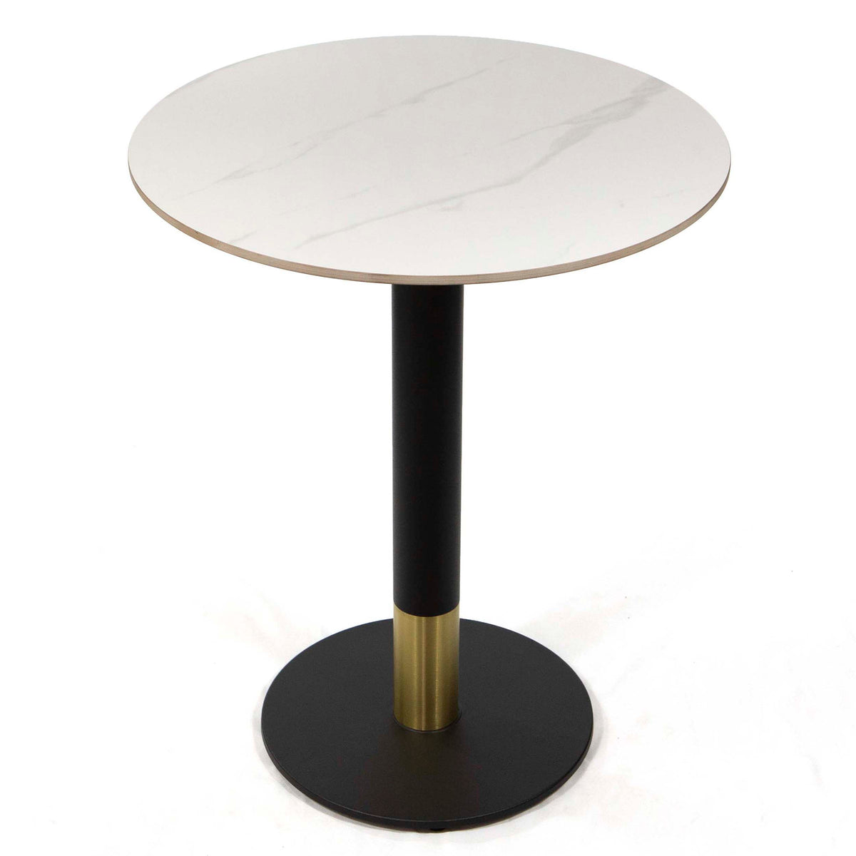 white round sintered stone cafe table