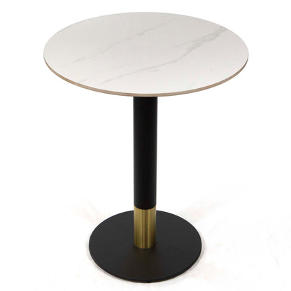 white round sintered stone cafe table