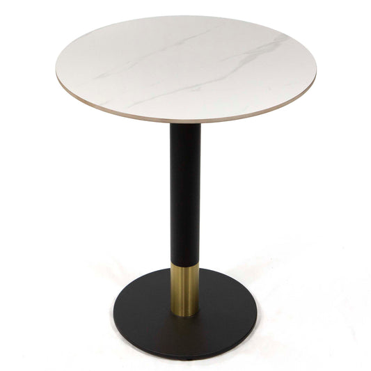 white round sintered stone cafe table