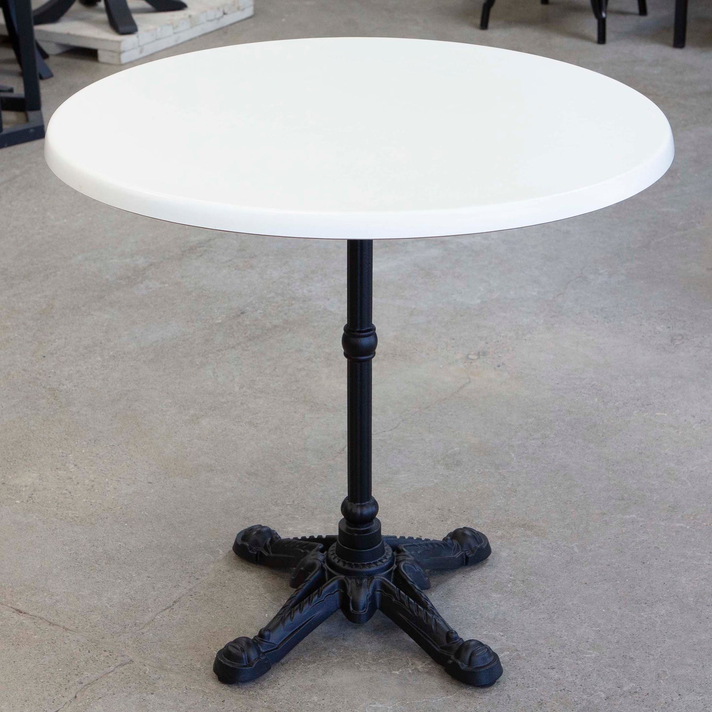 white round all weather seamless melamine bistro cafe table
