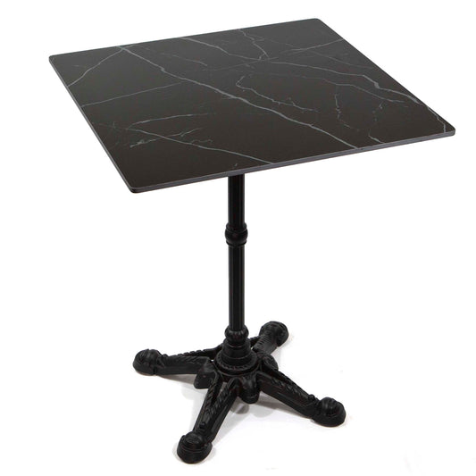24" x 24" black sintered stone restaurant cafe table