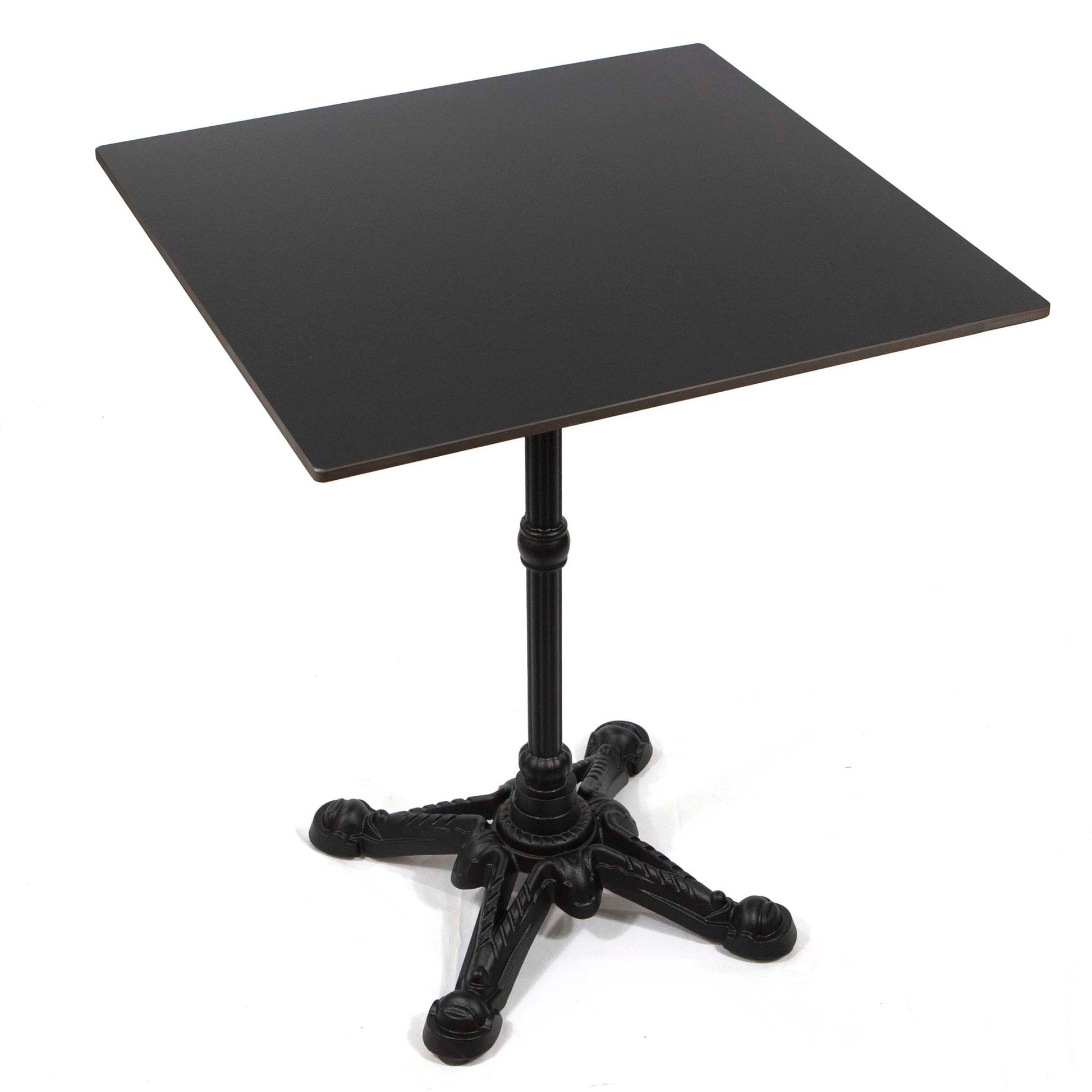24" x 24" pure black square sintered stone restaurant cafe table
