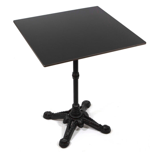 24" x 24" pure black square sintered stone restaurant cafe table
