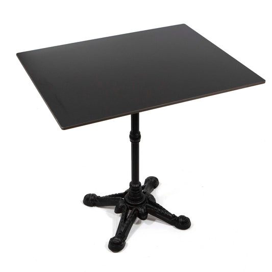 black sintered stone restaurant tables