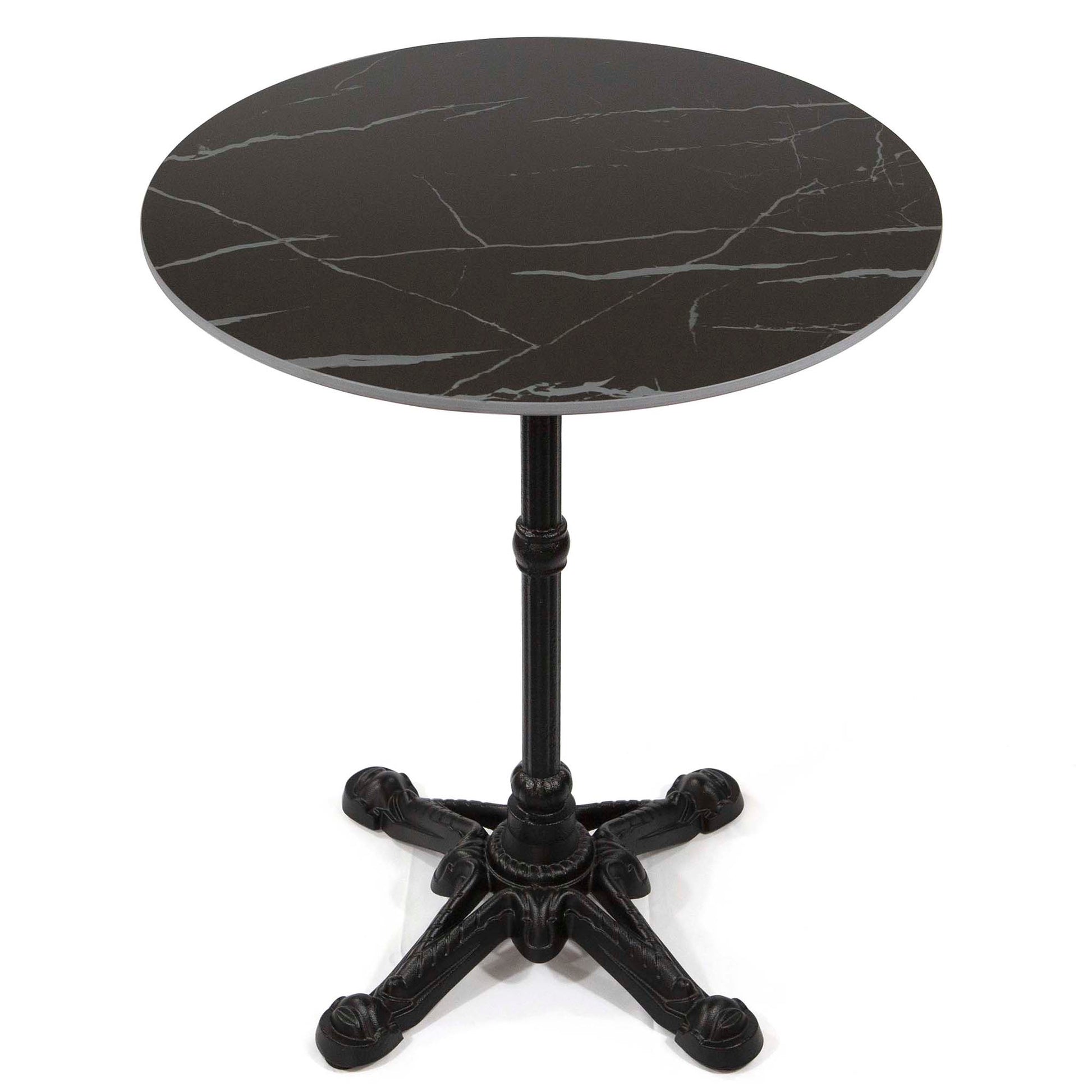 24" round black sintered stone cafe table