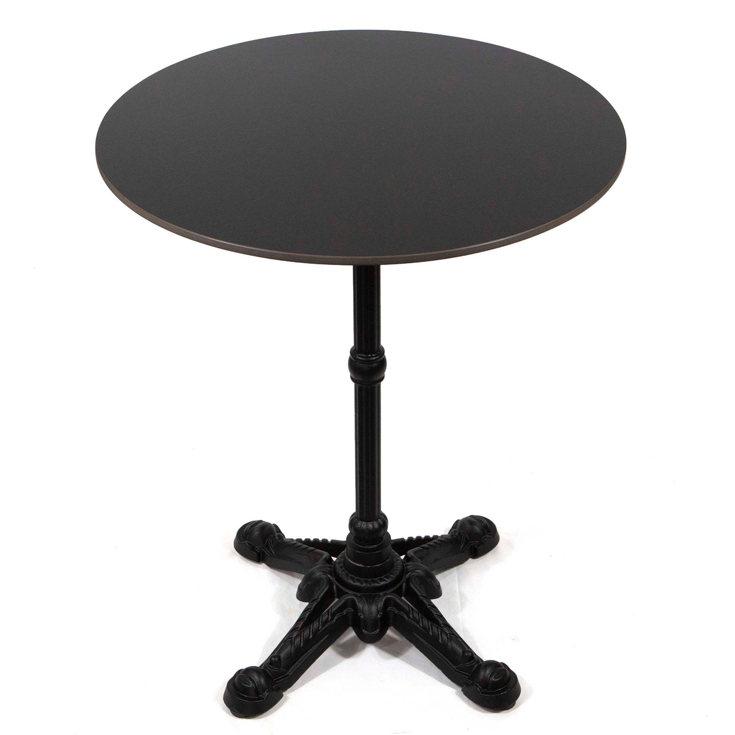 24" round black sintered stone cafe bistro table