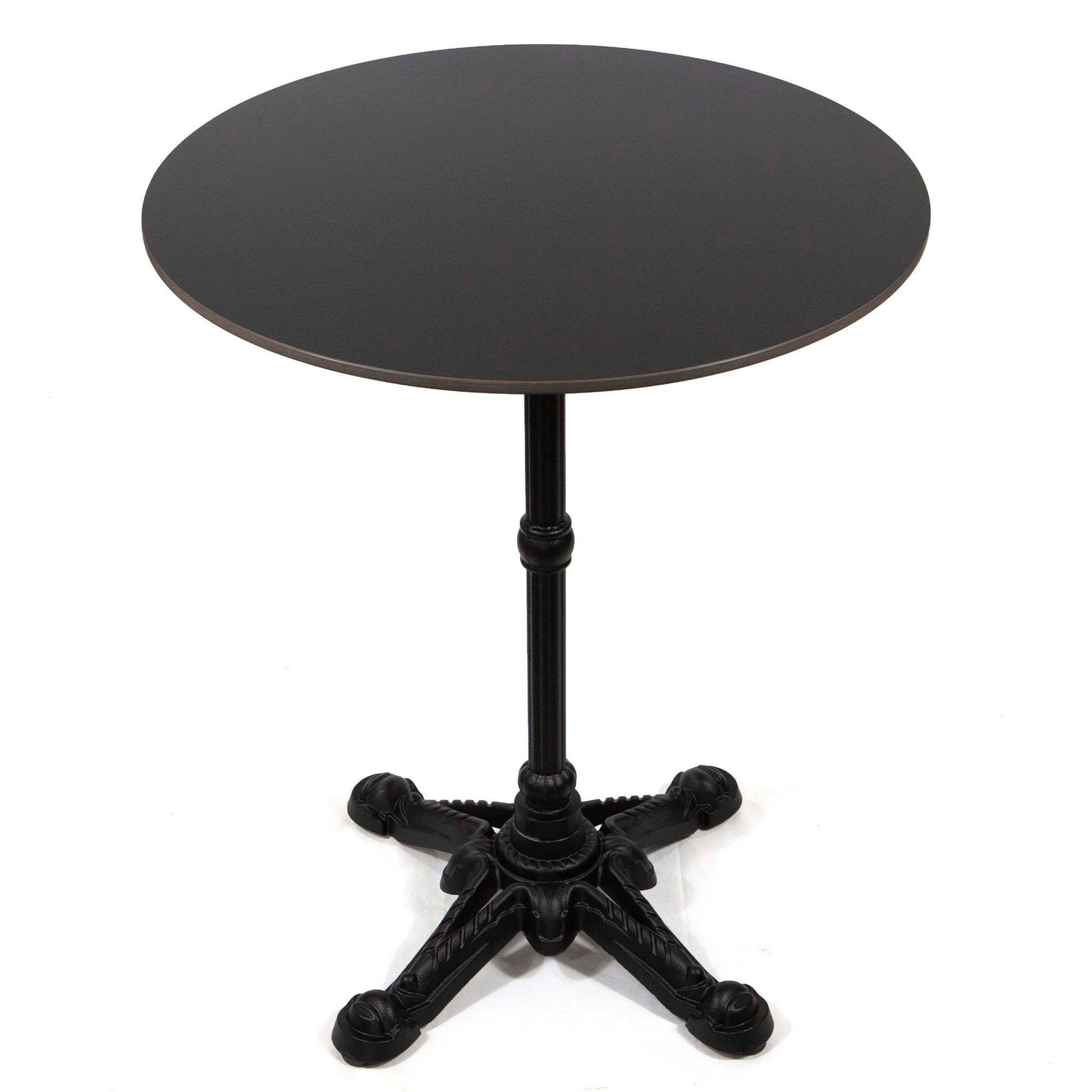 24" round black sintered stone cafe bistro table