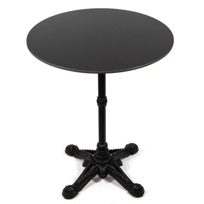 24" round black sintered stone cafe bistro table