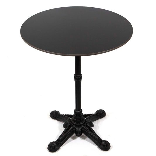 24" round black sintered stone cafe bistro table