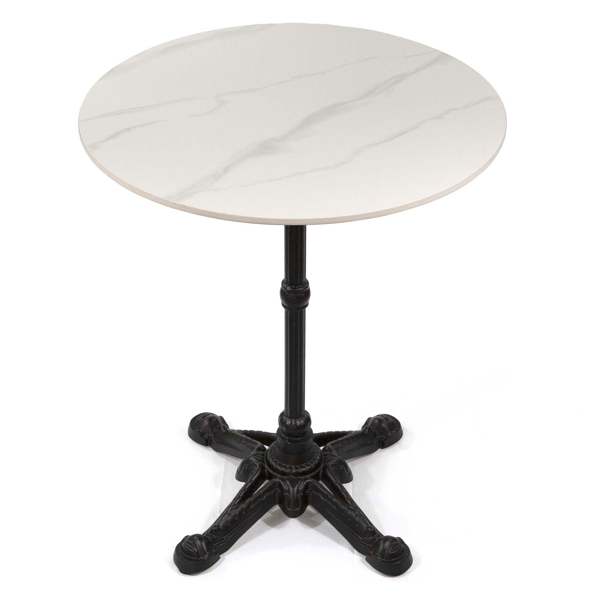 white sintered stone cafe table