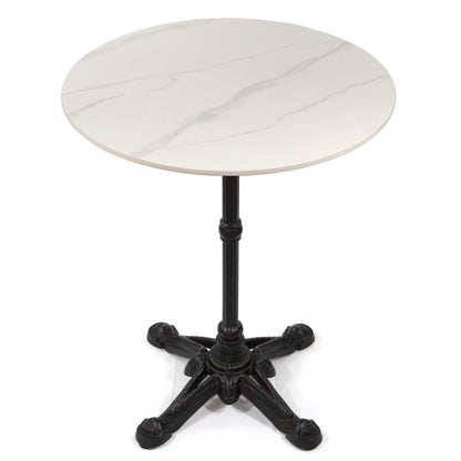 white sintered stone cafe table