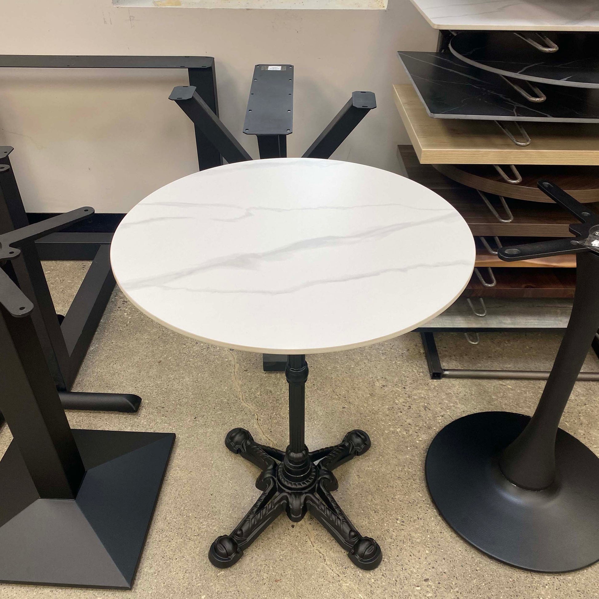 white marble bistro cafe table