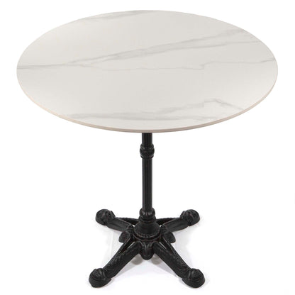 30" round white sintered stone cafe table