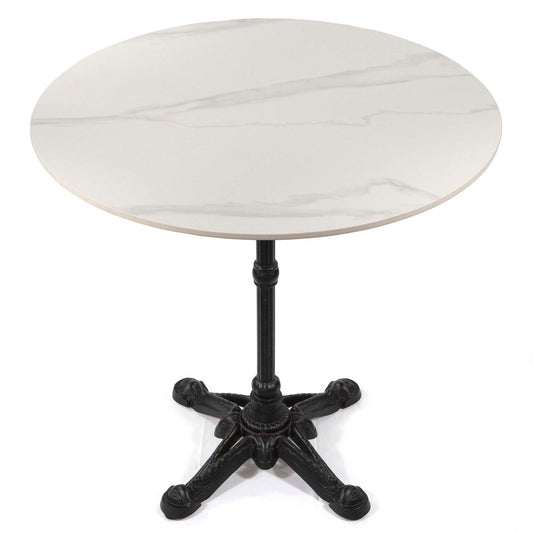 30" round white sintered stone cafe table