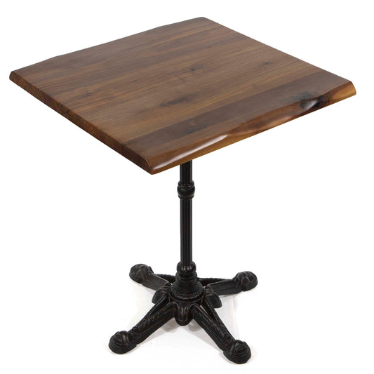 24 x 24" live edge solid black walnut cafe table