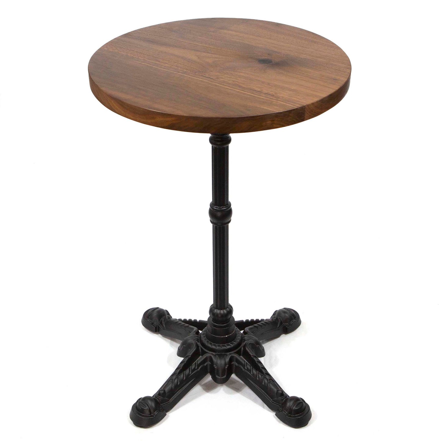 19" round solid black walnut cafe bistro tables